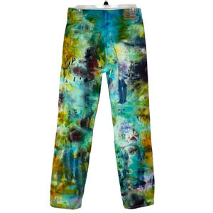 Levis Low Pro Straight Jeans Custom Tie Dye Womens Waist 26 XS Green Blue Levi’s